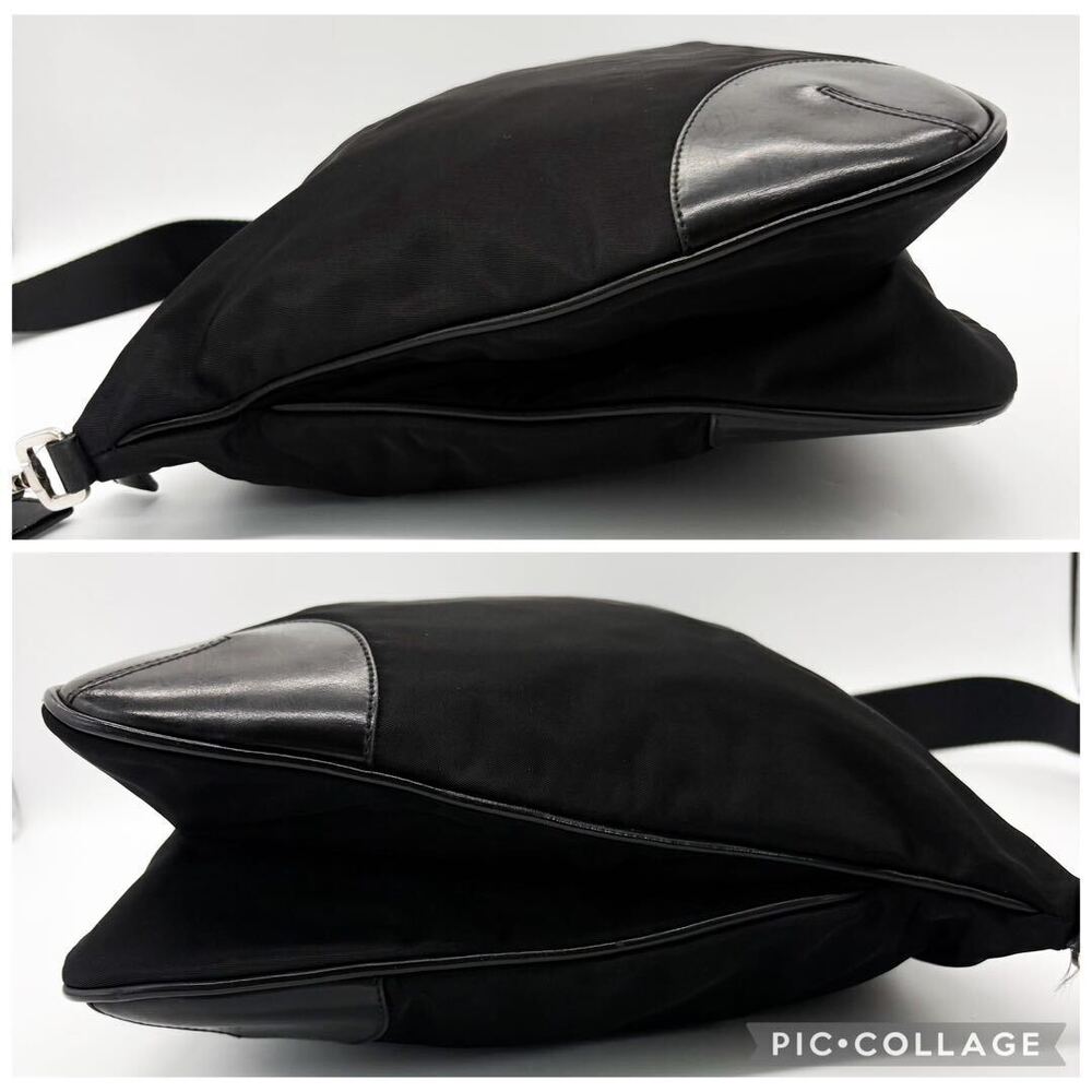 PRADA Pocono Tessuto leather shoulder bag black triangular white - Picture 5 of 9
